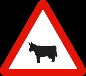 Warning for cattle on the road.