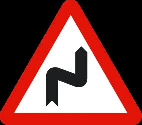 Warning for a double curve, first right then left.