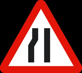 Warning for a road narrowing on the left.