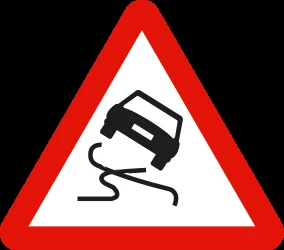 Warning for a slippery road surface.