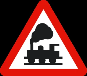 Warning for a railroad crossing without barriers.