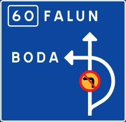 Detour for vehicles that are not allowed to pass.