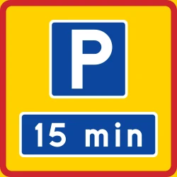 Begin of a zone with limited parking time.