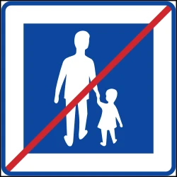 End of the zone for pedestrians.