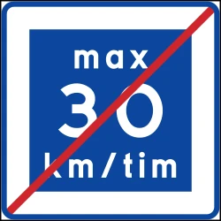 End of the advisory speed limit.