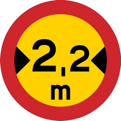Vehicles wider than indicated prohibited.