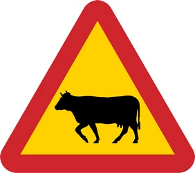 Warning for cattle on the road.