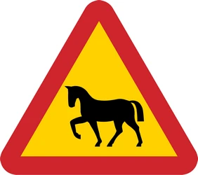 Warning for wild horses on the road.
