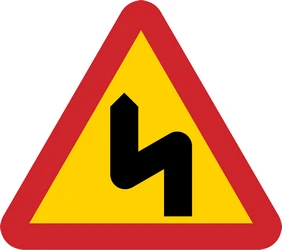 Warning for a double curve, first left then right.