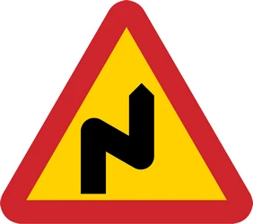 Warning for a double curve, first right then left.
