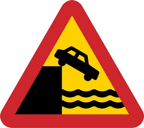 Warning for a quayside or riverbank.
