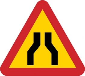 Warning for a road narrowing.