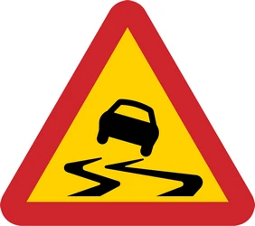Warning for a slippery road surface.