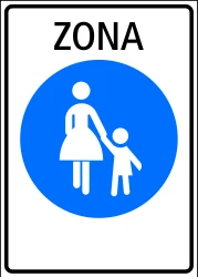 Begin of a zone for pedestrians.