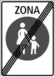 End of the zone for pedestrians.