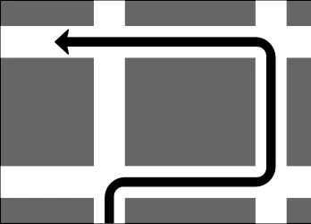 Route to be followed in order to turn left.