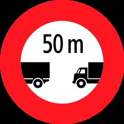 Leaving less distance than indicated prohibited.