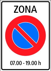 Begin of zone where parking is prohibited.