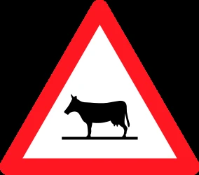 Warning for cattle on the road.