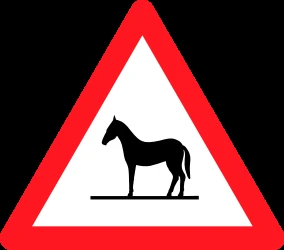 Warning for wild horses on the road.