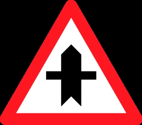 Warning for a crossroad side roads on the left and right.