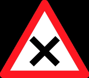 Warning for an uncontrolled crossroad.