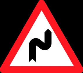 Warning for a double curve, first right then left.