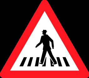 Warning for a crossing for pedestrians.