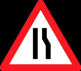 Warning for a road narrowing on the right.