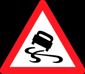 Warning for a slippery road surface.
