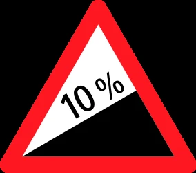 Warning for a steep ascent.