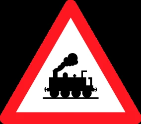 Warning for a railroad crossing without barriers.
