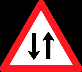 Warning for a road with two-way traffic.