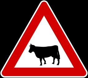 Warning for cattle on the road.