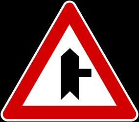 Warning for a crossroad with side road on the right.