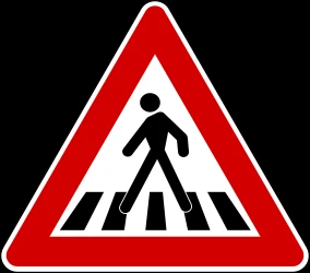 Warning for a crossing for pedestrians.