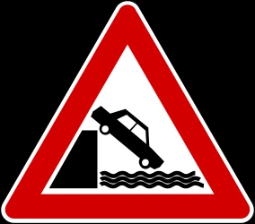 Warning for a quayside or riverbank.