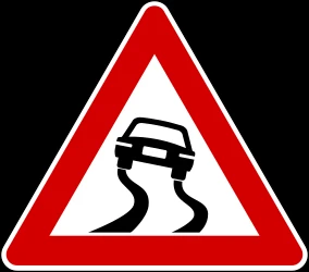 Warning for a slippery road surface.