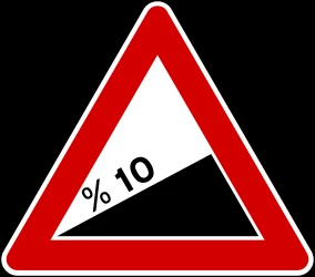 Warning for a steep ascent.