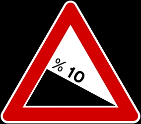 Warning for a steep descent.