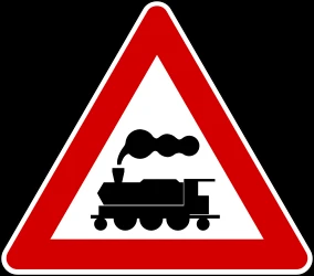 Warning for a railroad crossing without barriers.