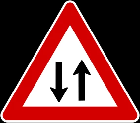 Warning for a road with two-way traffic.