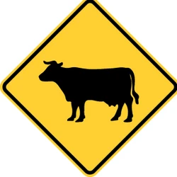 Warning for cattle on the road.