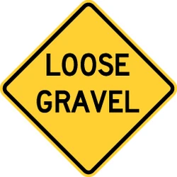 Warning for loose chippings on the road surface.