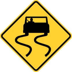Warning for a slippery road surface.