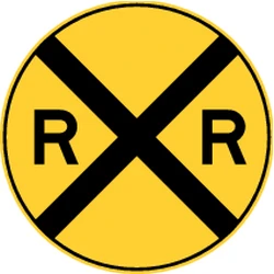 Warning for a railroad crossing without barriers.