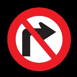 Turning right prohibited.