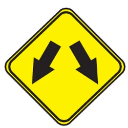 Warning for an obstacle, pass left or right.