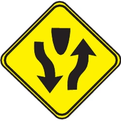 Warning for a divided road.