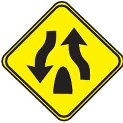 Warning for the end of a divided road.